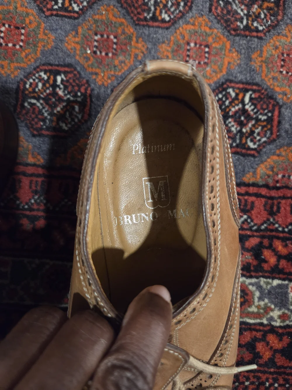 Bruno Magli Tan Leather Brogue Oxfords